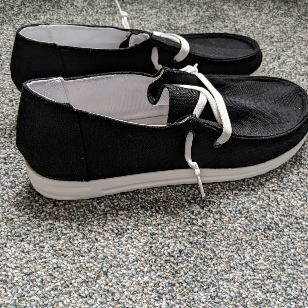 NEW!! Black Canvas Slip On Sneakers